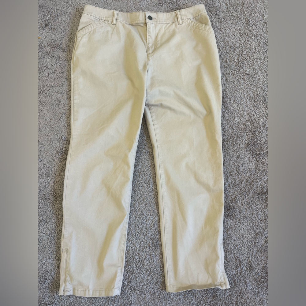 Women’s Talbots tan jeans. 16P w zipper cuffs.